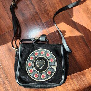Betsey Johnson Black Velvet Telephone Crossbody mini Bag